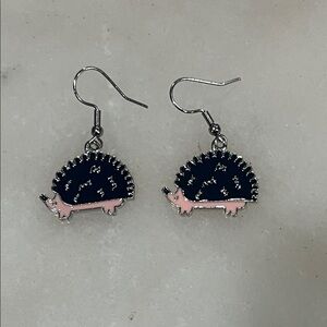 Charming Pink and Blue Hedgehog Earrings